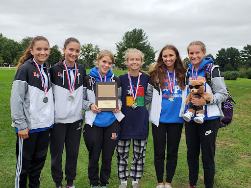 (Ellie, Annie, Addy, Julia, Grace, and Regan with their 2nd place plaque and team “mascot”, Olive