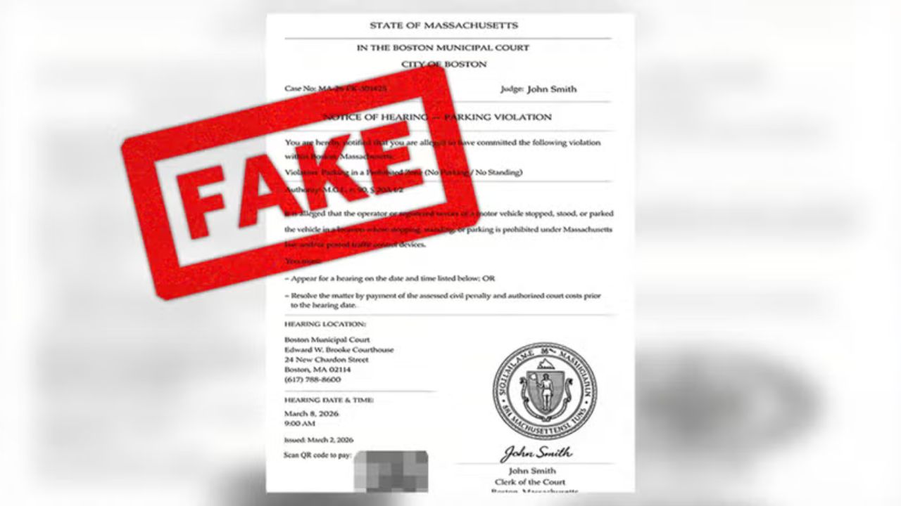 Boston Police Warn Residents About Fake Parking Court Notices Designed to Steal Payments