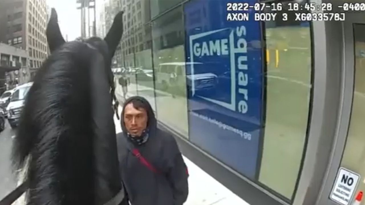 Wild West in the Upper West Side NYPD Officer on Horseback Chases Down Thief in Manhattan