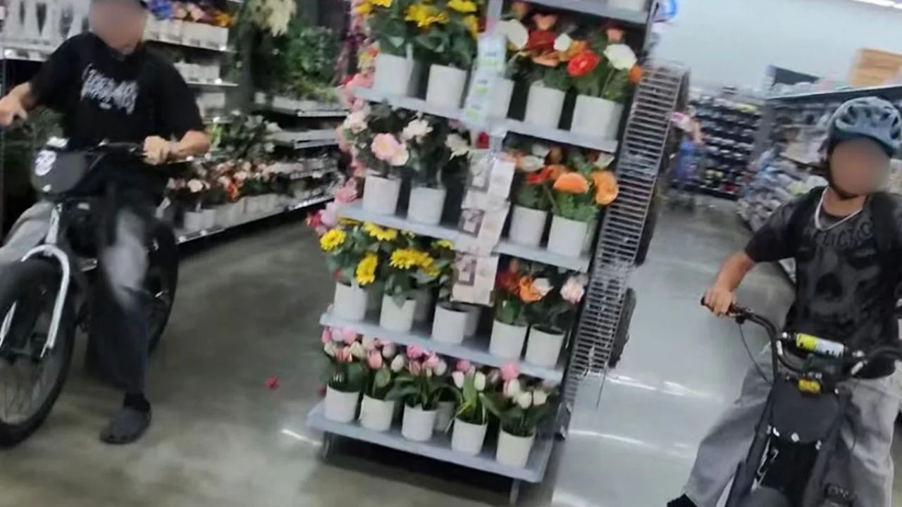 Kids Ride E-Bikes Through Lake Forest Walmart Aisles
